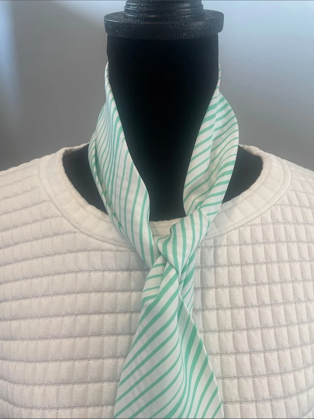 Mint Green Striped Scarf super cute - fun color